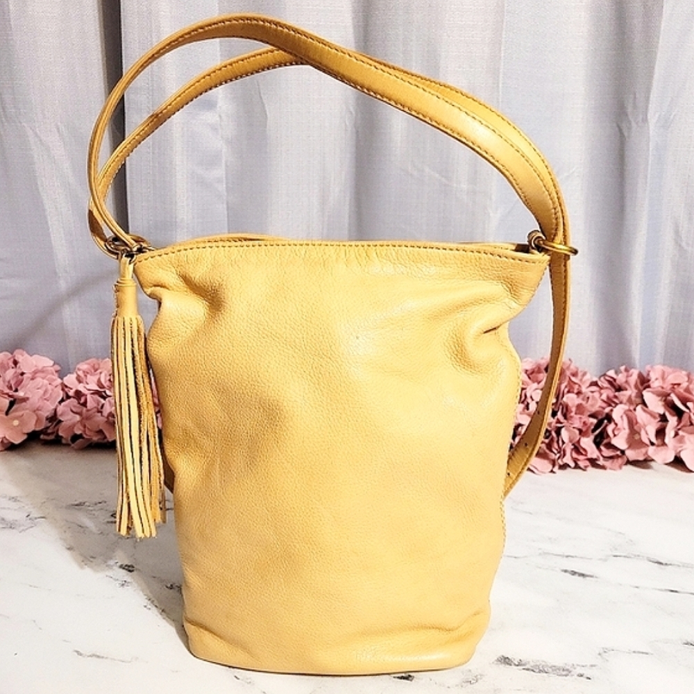 HOBO The Original 'Blaze' Deep Yellow/Dark Cream Leather Backpack & Shoulder Bag
